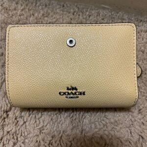 Coach Beige/Soft Yellow Textured Leather Wallet